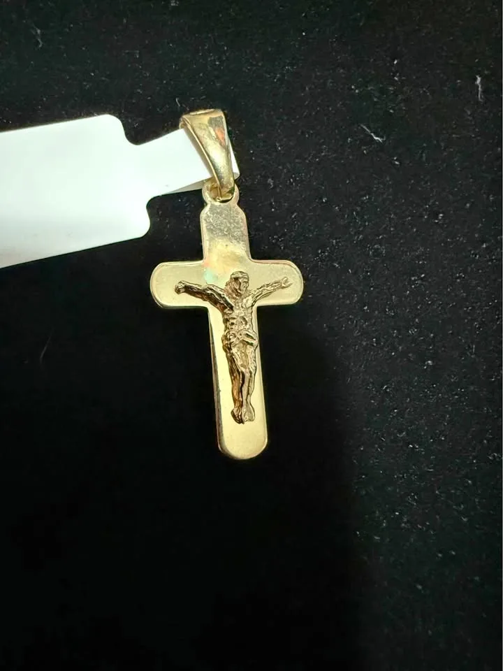 Gold over Silver Cross with Jesus pendant thumbnail