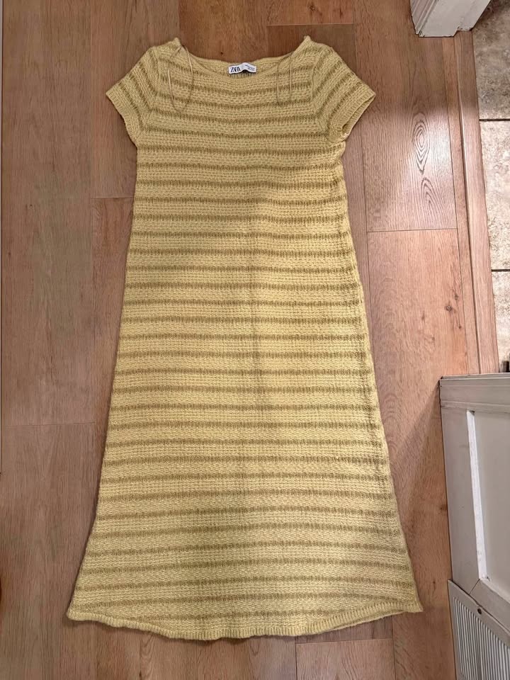 ZARA New Yellow Knit Midi Dress