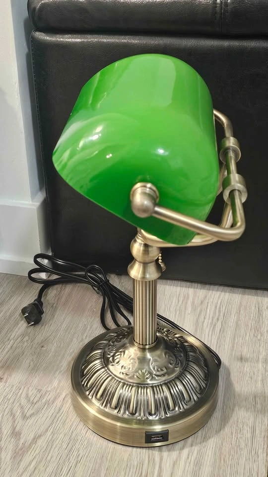 Green Banker's Lamp w USB Port - photo 2