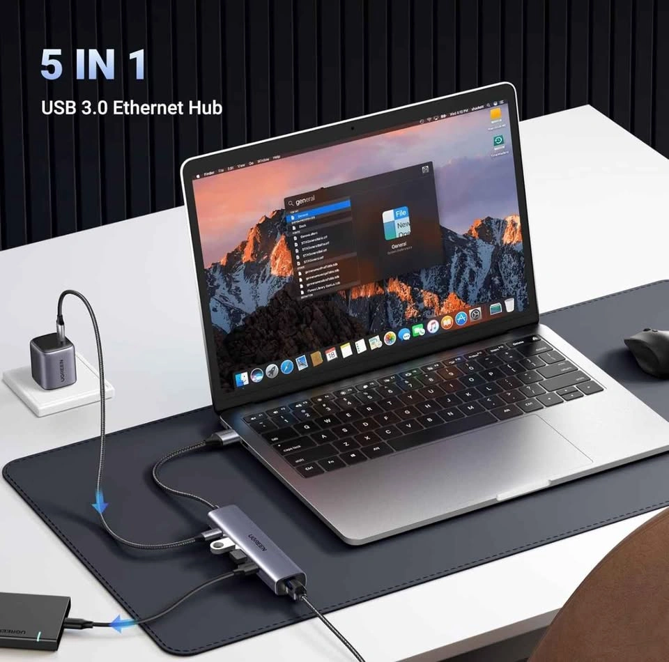 UGREEN 5-in-1 USB 3.0 Ethernet Hub - photo 2