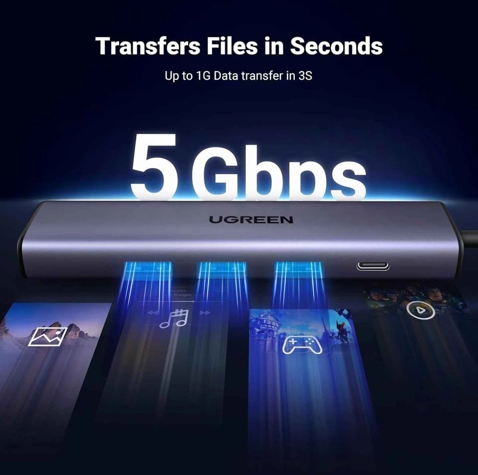 UGREEN 5-in-1 USB 3.0 Ethernet Hub - photo 4