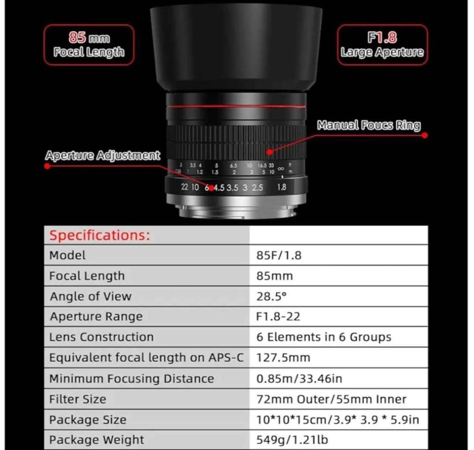 LIGHTDOW 85mm F/1.8 Lens for Canon EOS - photo 4