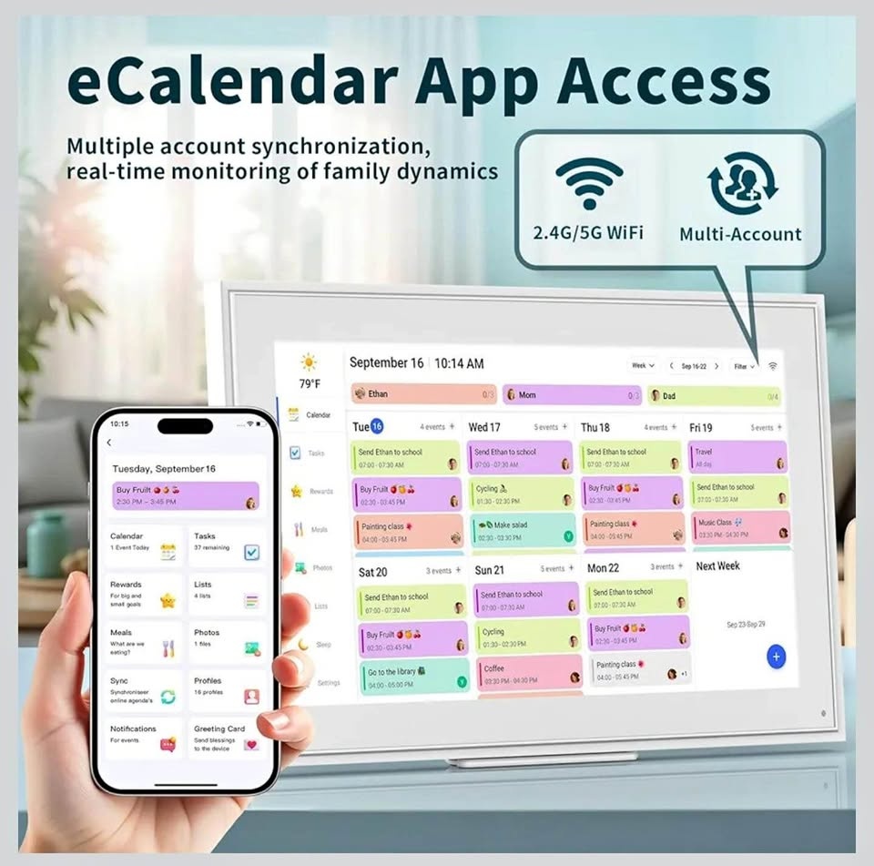 New Smart Family Calendar Display & Digital Photo Frame