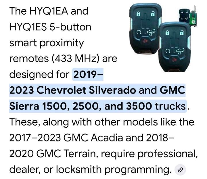 GMC & Chevrolet Smart Proximity Key Fobs - photo 4