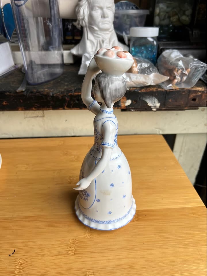 Vintage Hollohaza Porcelain Hand Painted Figurine - Woman in Fol - photo 3