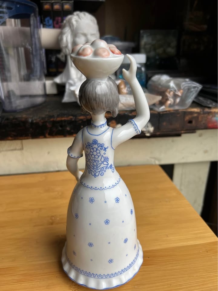 Vintage Hollohaza Porcelain Hand Painted Figurine - Woman in Fol - photo 4