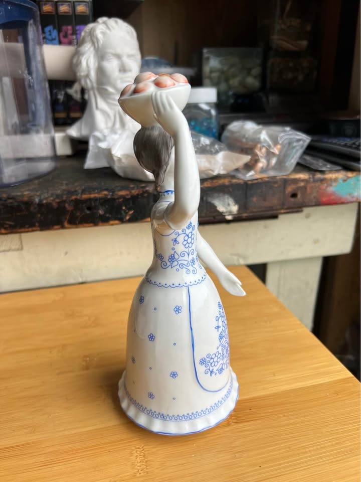Vintage Hollohaza Porcelain Hand Painted Figurine - Woman in Fol - photo 5