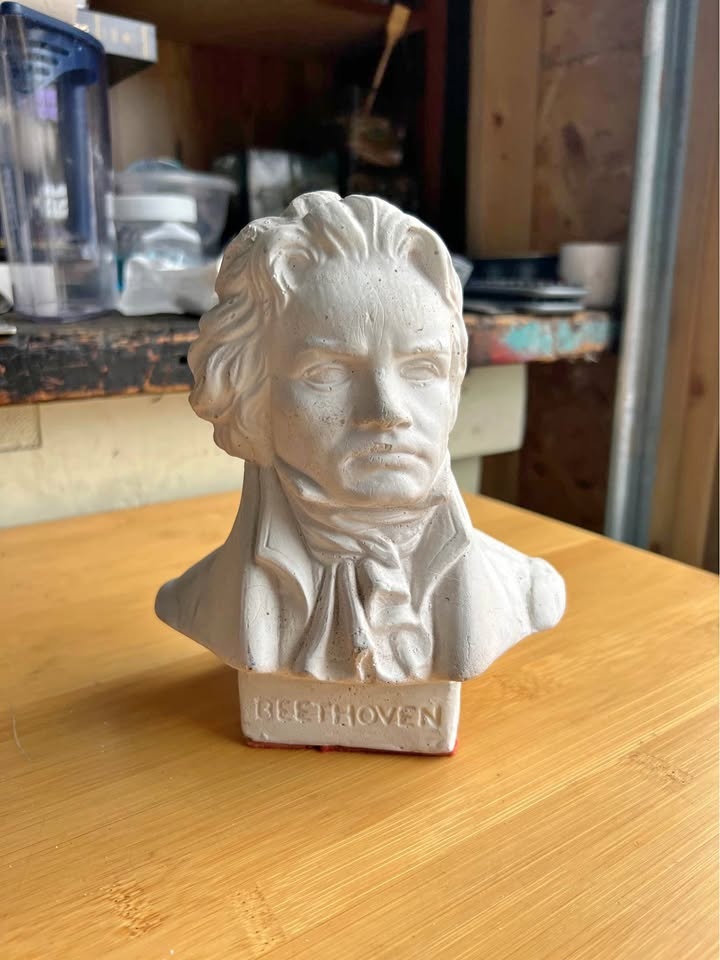 Vintage Beethoven Head Sculpture - 60s Plaster Face Collectible