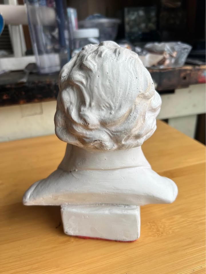 Vintage Beethoven Head Sculpture - 60s Plaster Face Collectible - photo 4