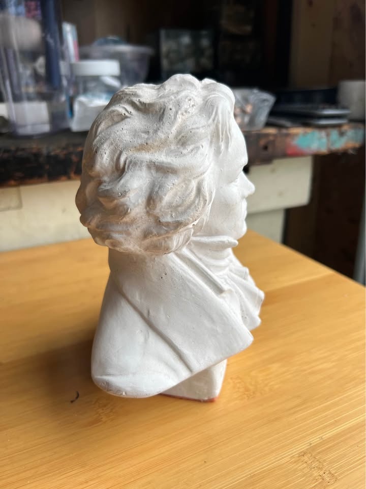 Vintage Beethoven Head Sculpture - 60s Plaster Face Collectible - photo 5