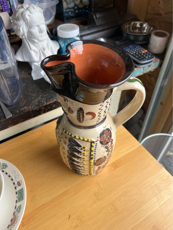 Vintage Hungarian Folk Art Miska Jug Ceramic Glazed - photo 5