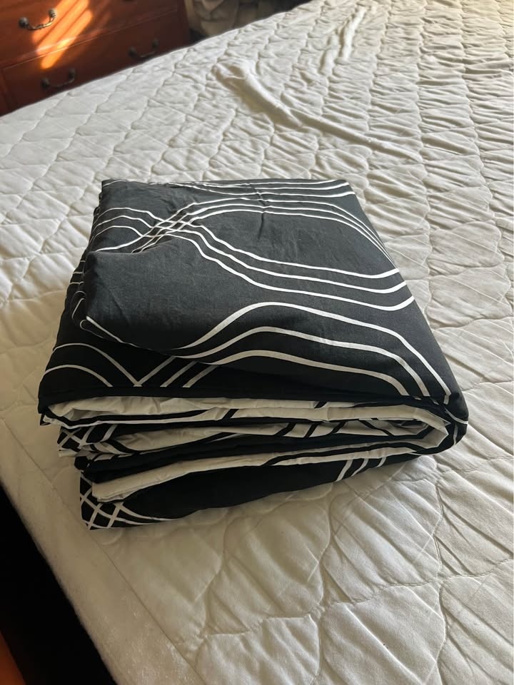 King Size Duvet Cover Black and White Pattern 100% Cotton - photo 4
