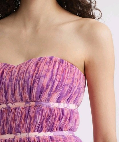 Print Plissé Layered Ruffle Strapless Gown - Size 10 - photo 2