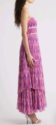 Print Plissé Layered Ruffle Strapless Gown - Size 10 - photo 3