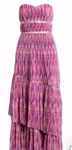 Print Plissé Layered Ruffle Strapless Gown - Size 10 - photo 4
