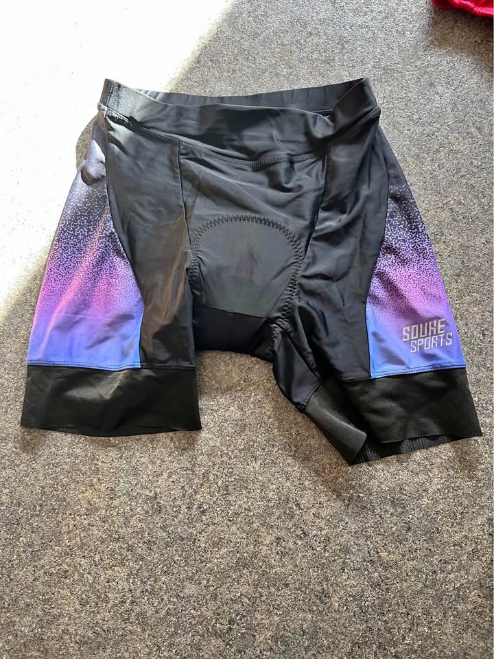 Souke Sports Women's Padded Cycling Shorts Black/Purple Size Sma