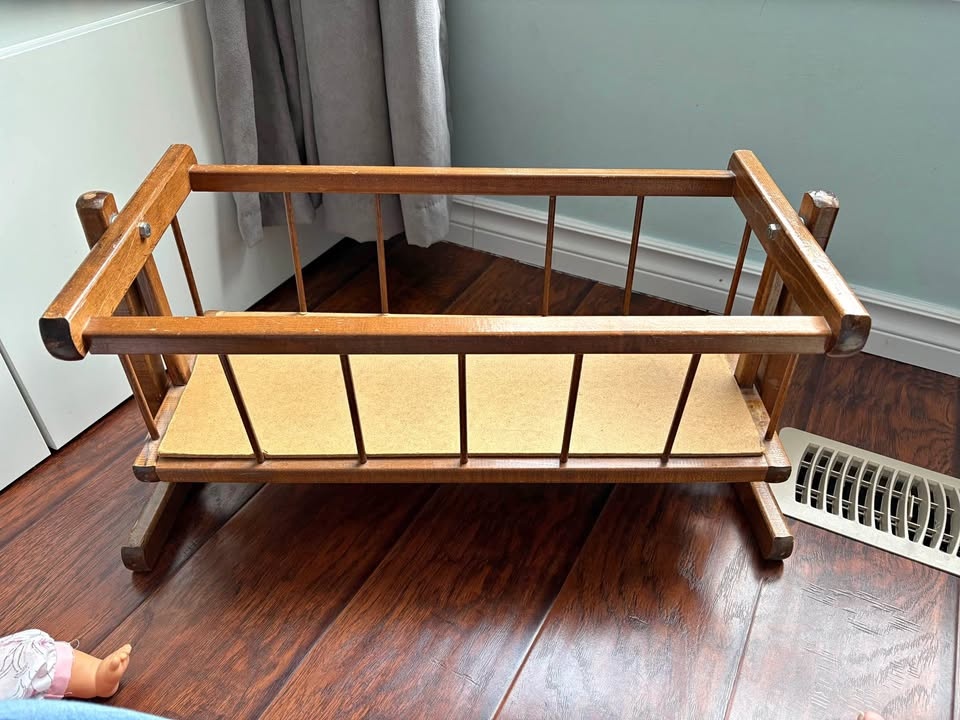 Antique Hand Made Rocking Doll Crib