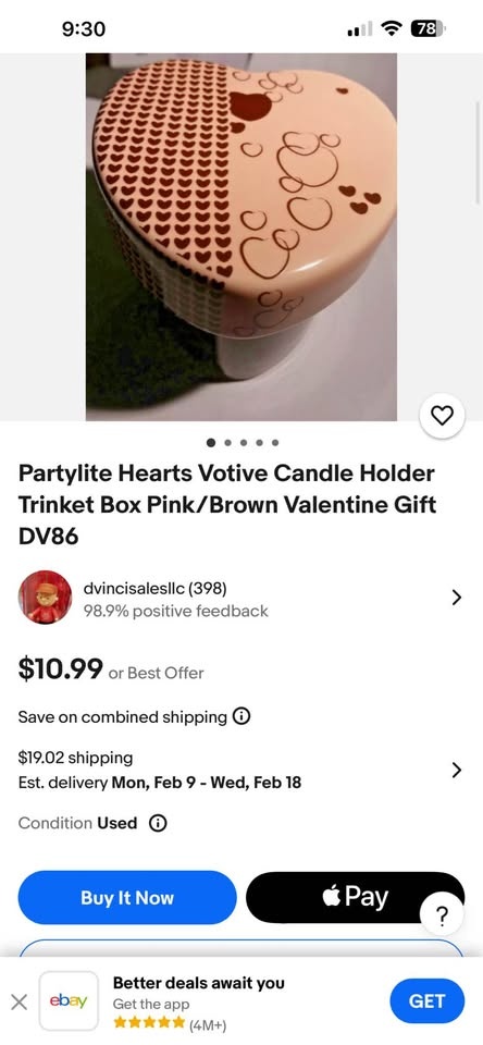 Partylite Heart Votive Holder & Trinket Box - photo 2