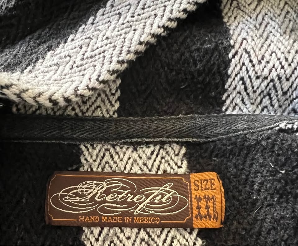 Retrofit Baja Hoodie Black and White Striped Pullover Hand Made - photo 2