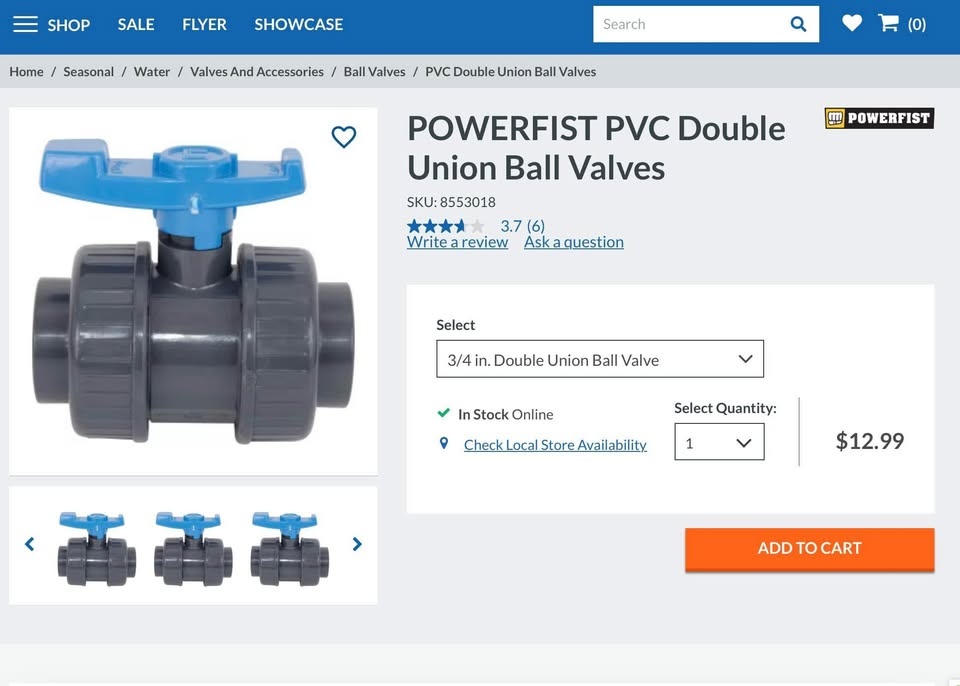 POWERFIST PVC Double Union Ball Valve 3/4 inch - photo 2