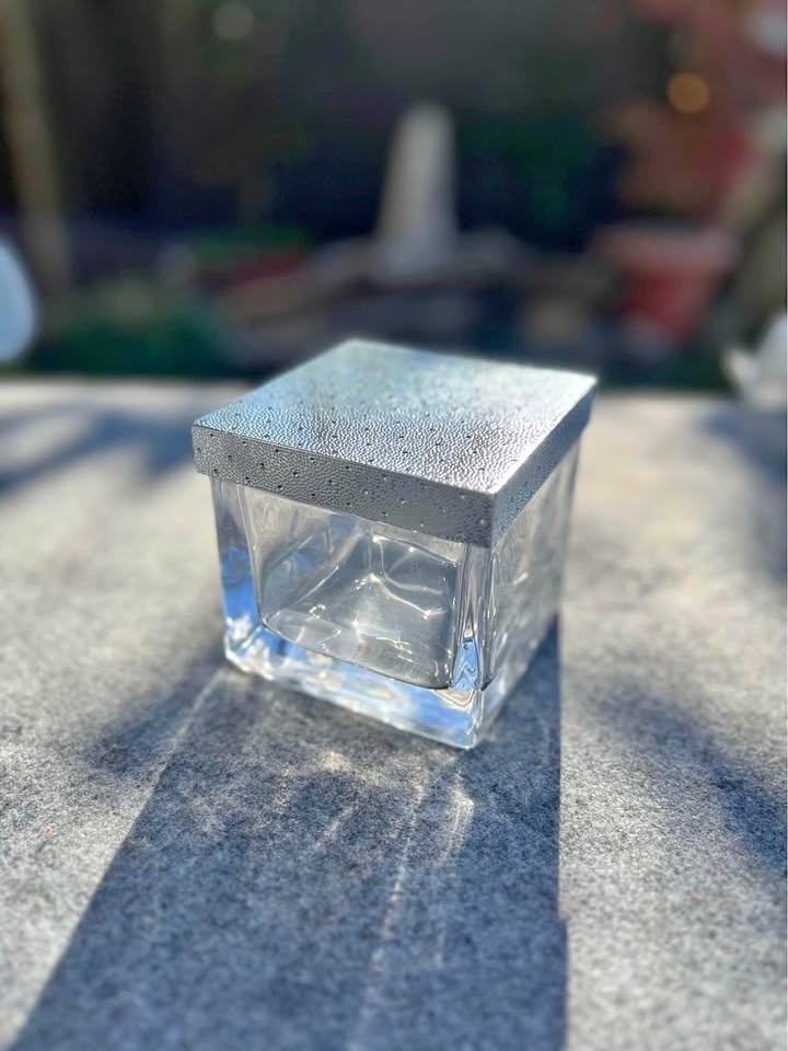 NEW Glass Container with Silver top