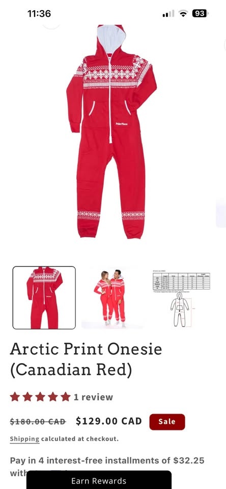 Arctic Print Onesie (Canadian Red) Size Large - photo 2