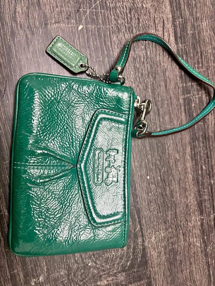 Coach Green Patent Leather Wristlet