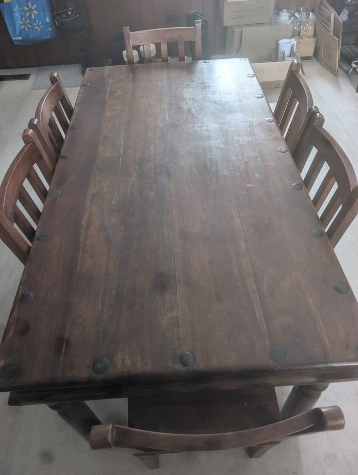 Indian Jala Handmade Wood Dining Table - 6 Foot long. With 6 Mat - photo 2