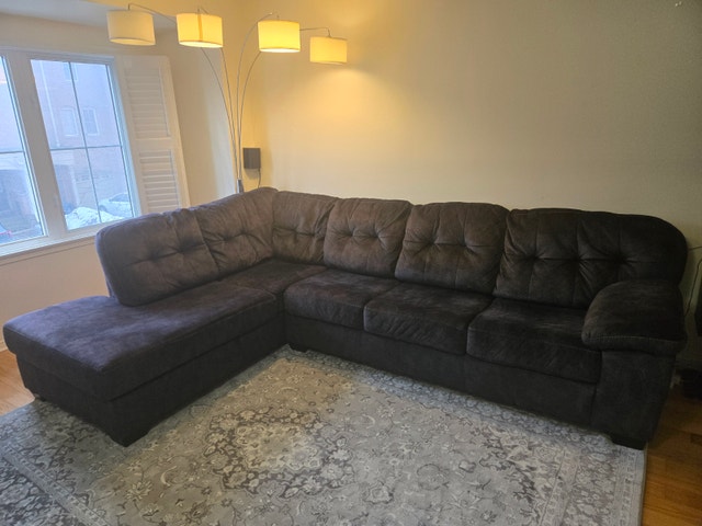 Beautiful Large Dark Grey Sectional Sofa