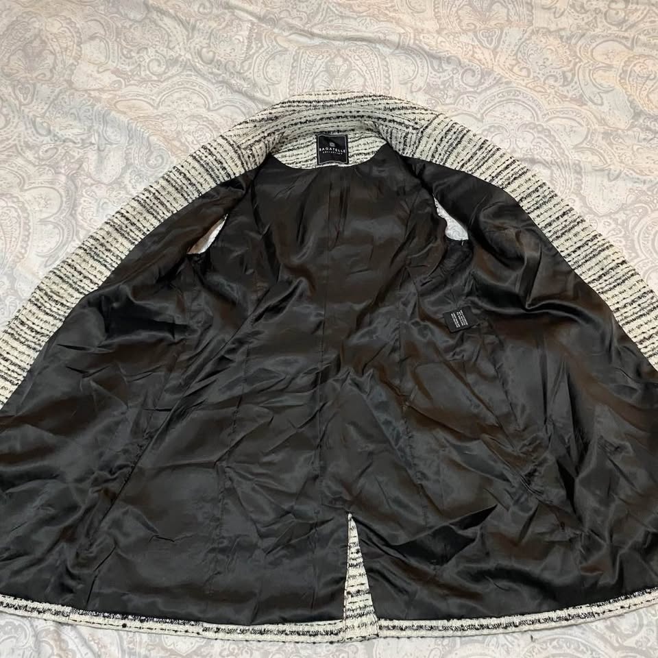 Bagatelle Collection Vest Dress Blazer Wrap Button Black White W - photo 5
