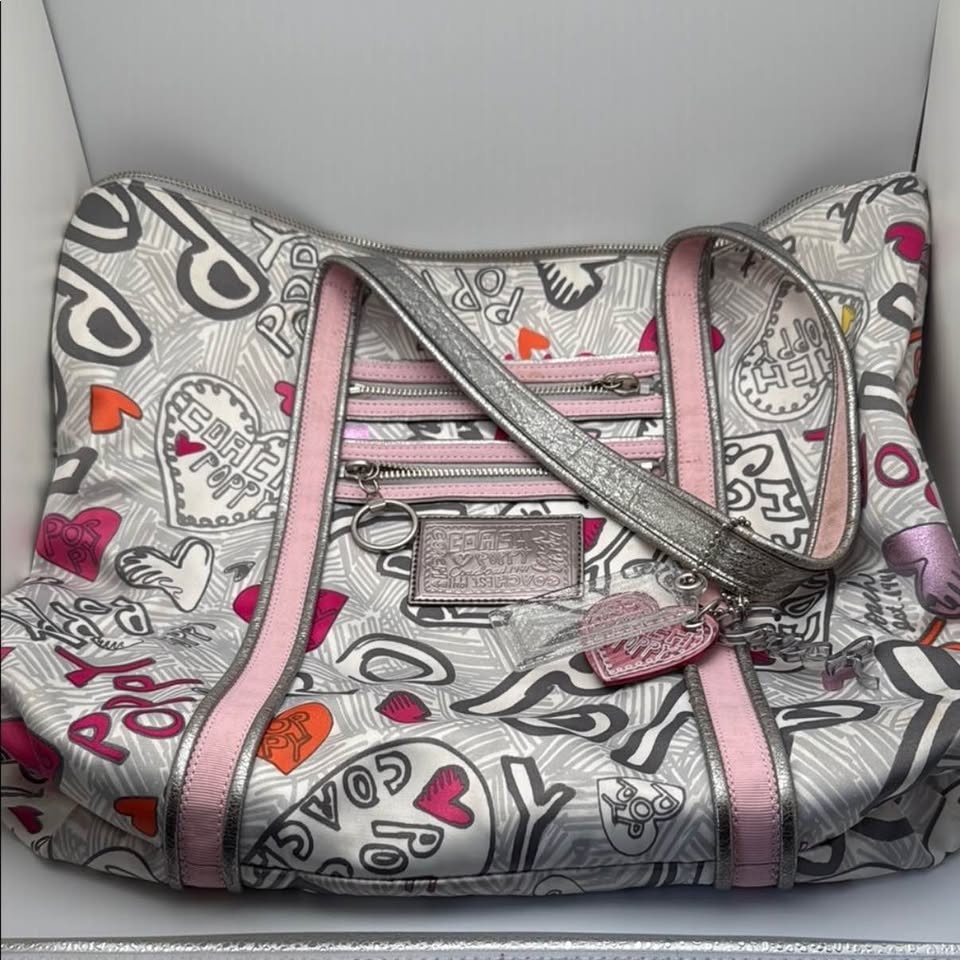 Coach Poppy Graffiti Glam Hearts Tote Glam Satchel 14635 - photo 2