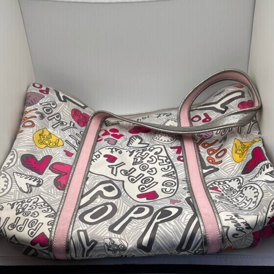 Coach Poppy Graffiti Glam Hearts Tote Glam Satchel 14635 - photo 3