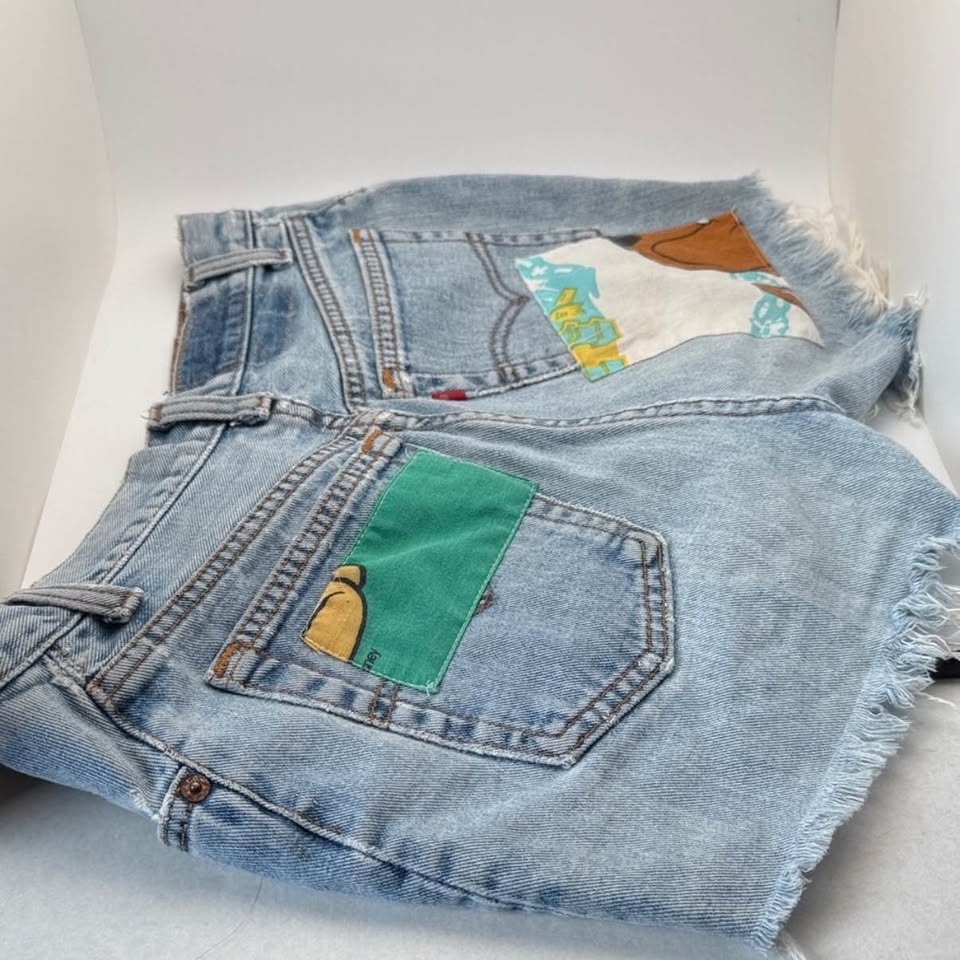Vintage Levi's Blue Jean Shorts with Disney Patches - size 2 - photo 2