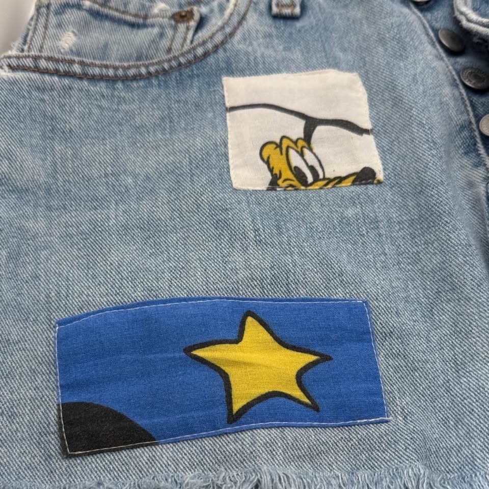 Vintage Levi's Blue Jean Shorts with Disney Patches - size 2 - photo 3