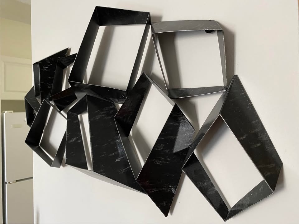 3D Geometric Metal Wall Decor - Black - photo 2