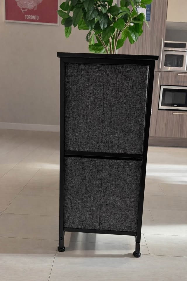 Gray Fabric 5 Drawer Dresser with Black Frame - photo 4
