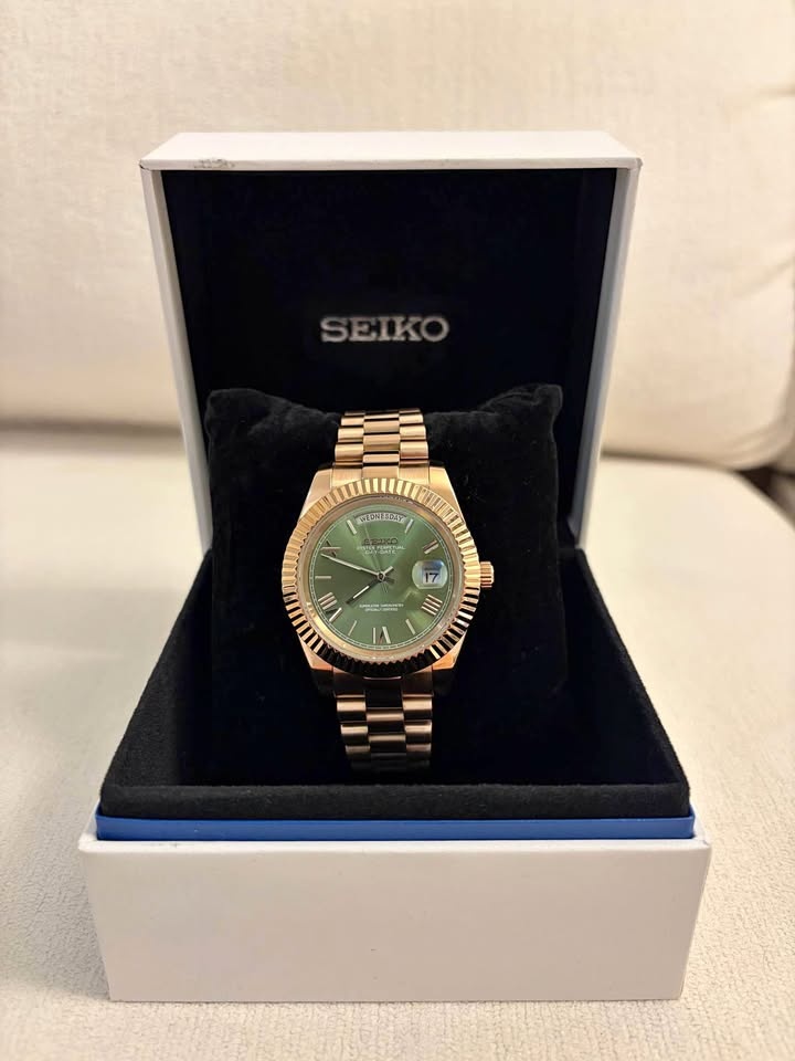 Seiko Day-Date Presidential Rose Gold Olive 39mm