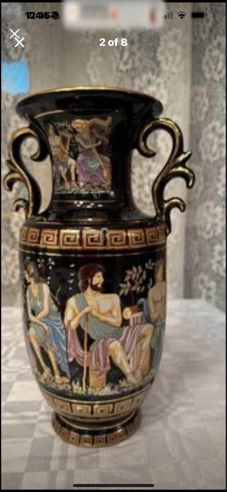 Black Greek Figure Vase with Handles - photo 2