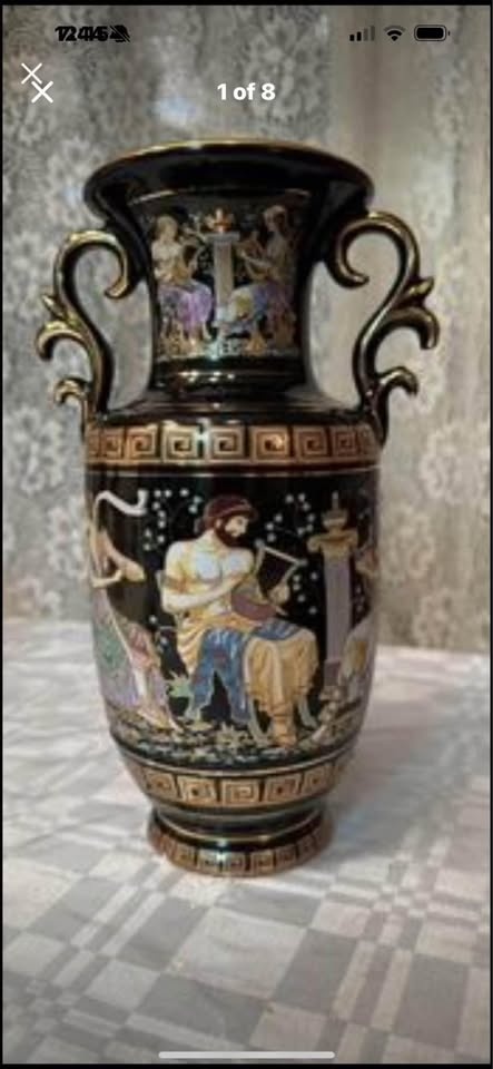 Black Greek Figure Vase with Handles - photo 3