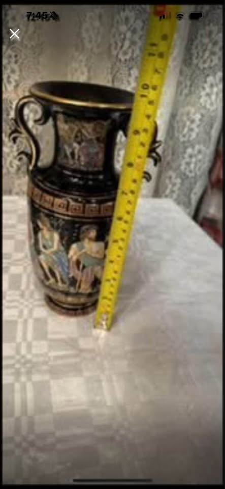 Black Greek Figure Vase with Handles - photo 4