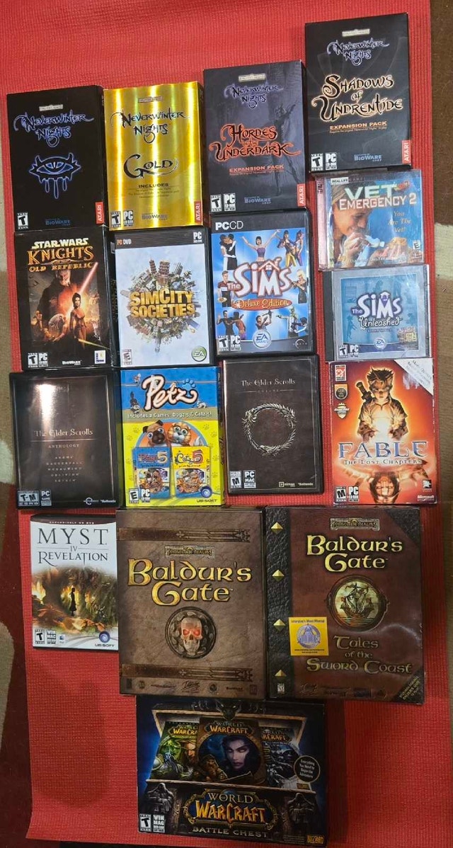PC Games - Myst IV, Fable, Elder Scrolls, Sims, Star Wars, WoW,