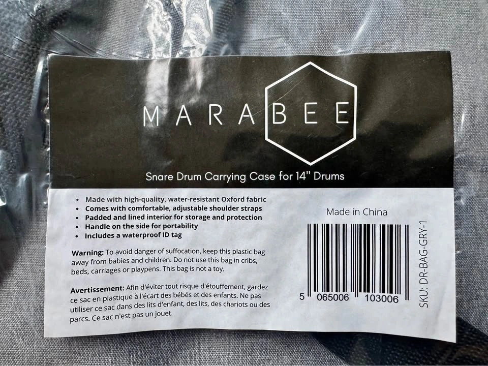 MARABEE 14" Snare Drum Carry Case/Backpack - Grey - photo 2