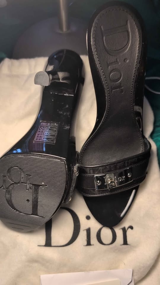 Dior Black Block Heel Slides - Size 5 - photo 2