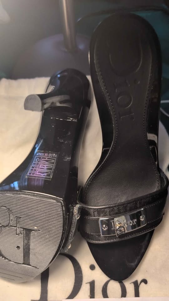 Dior Black Block Heel Slides - Size 5 - photo 3