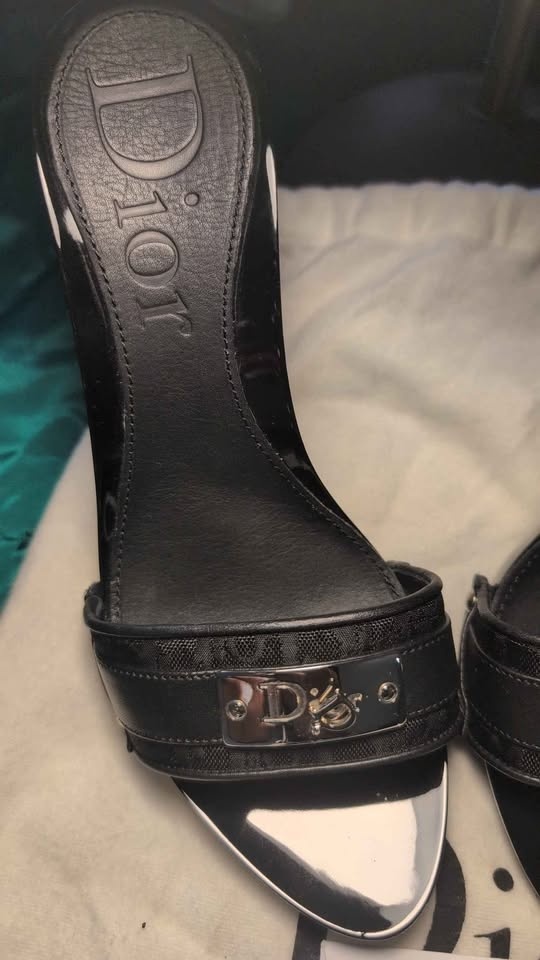 Dior Black Block Heel Slides - Size 5 - photo 5