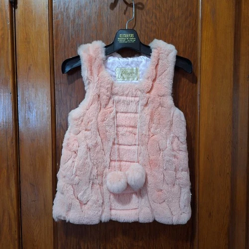 Kluger Furs Children's Pink Rex Rabbit Fur Vest