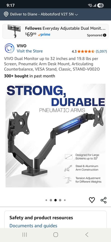 VIVO Articulating Dual Monitor Mount - photo 3