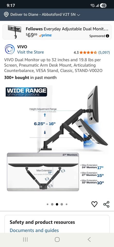 VIVO Articulating Dual Monitor Mount - photo 4