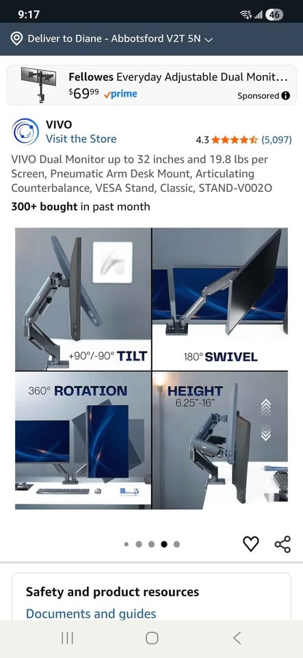 VIVO Articulating Dual Monitor Mount - photo 5