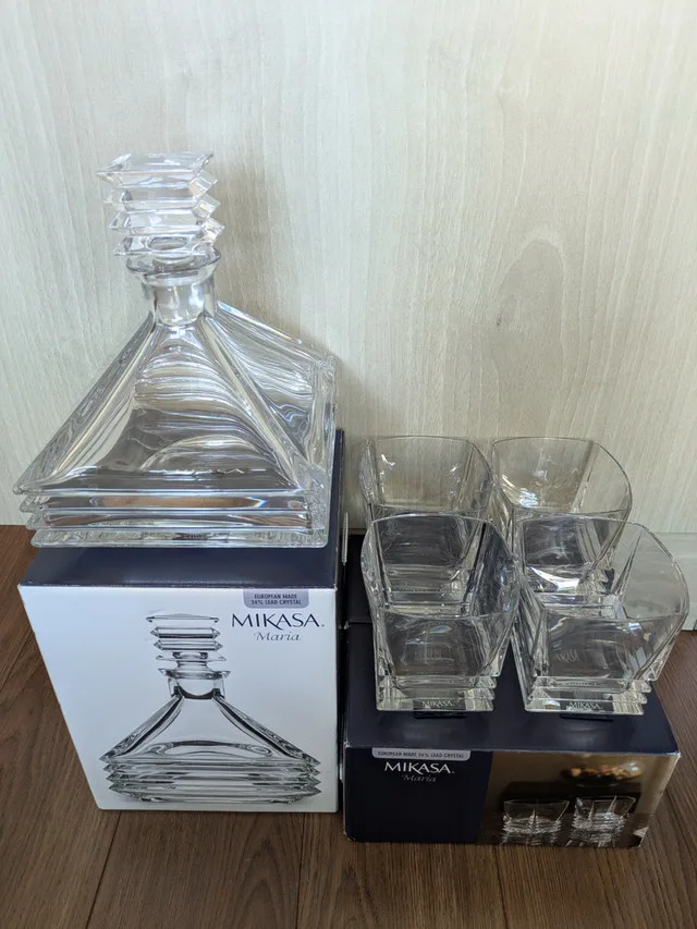 crystal decanter set for 4 - Czech thumbnail
